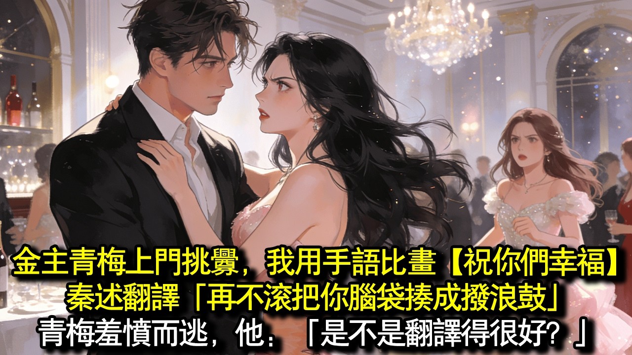 我是個啞巴。青梅上門挑釁，我用手語比畫【祝你們幸福】秦述翻譯：「她讓你快滾」我忙搖頭否認。他「再不滾就把你腦袋揍成撥浪鼓」青梅羞憤而逃，他得意的看我：「是不是翻譯得很好？」#完結 #愛情 #故事