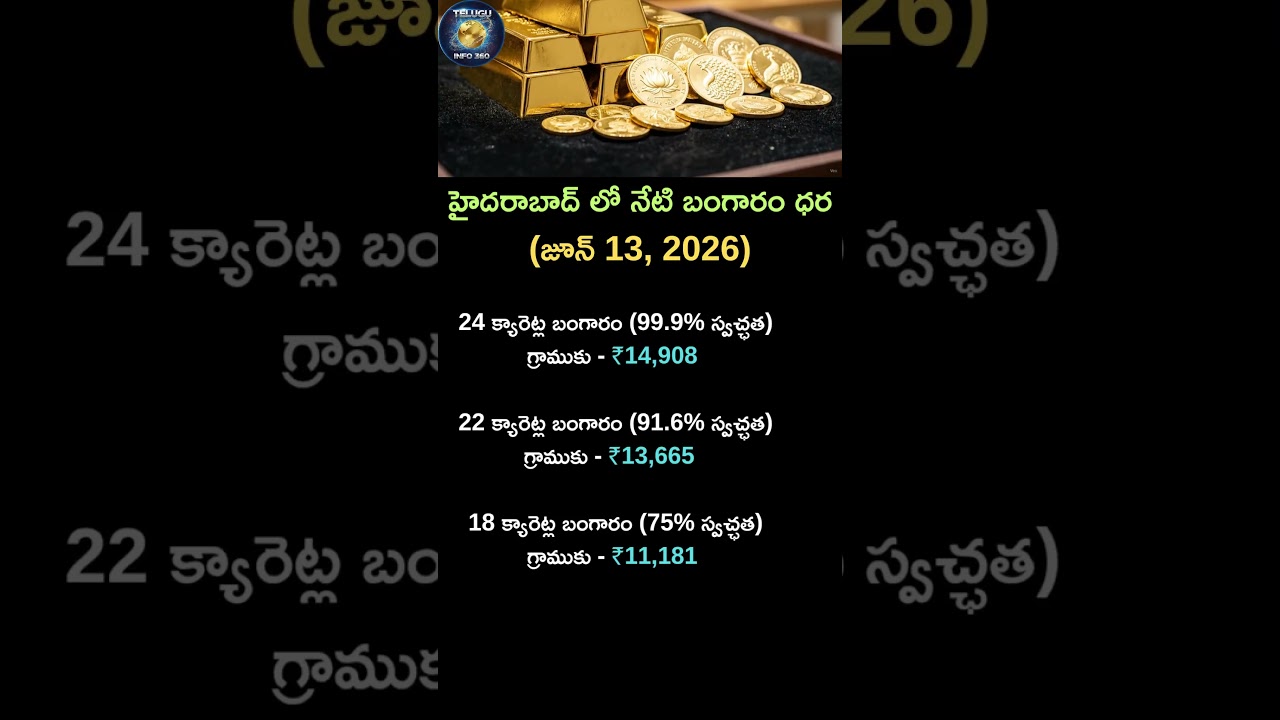 జూన్ 13,2026 బంగారం ధర#gold#today#price#hyderabad#india#news#silver#shorts#information#knowledge