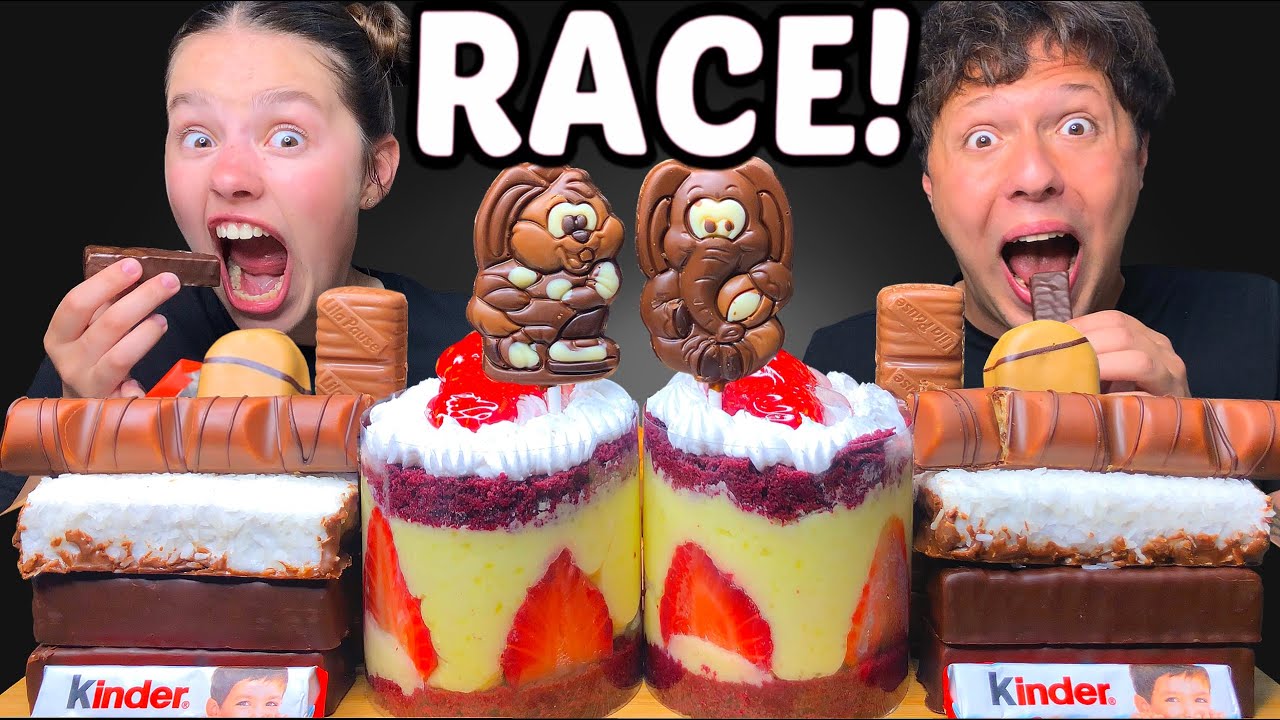 ASMR RACE! CAKE, CHOCOLATE CANDY BARS MUKBANG EATING 먹방 Tati ASMR