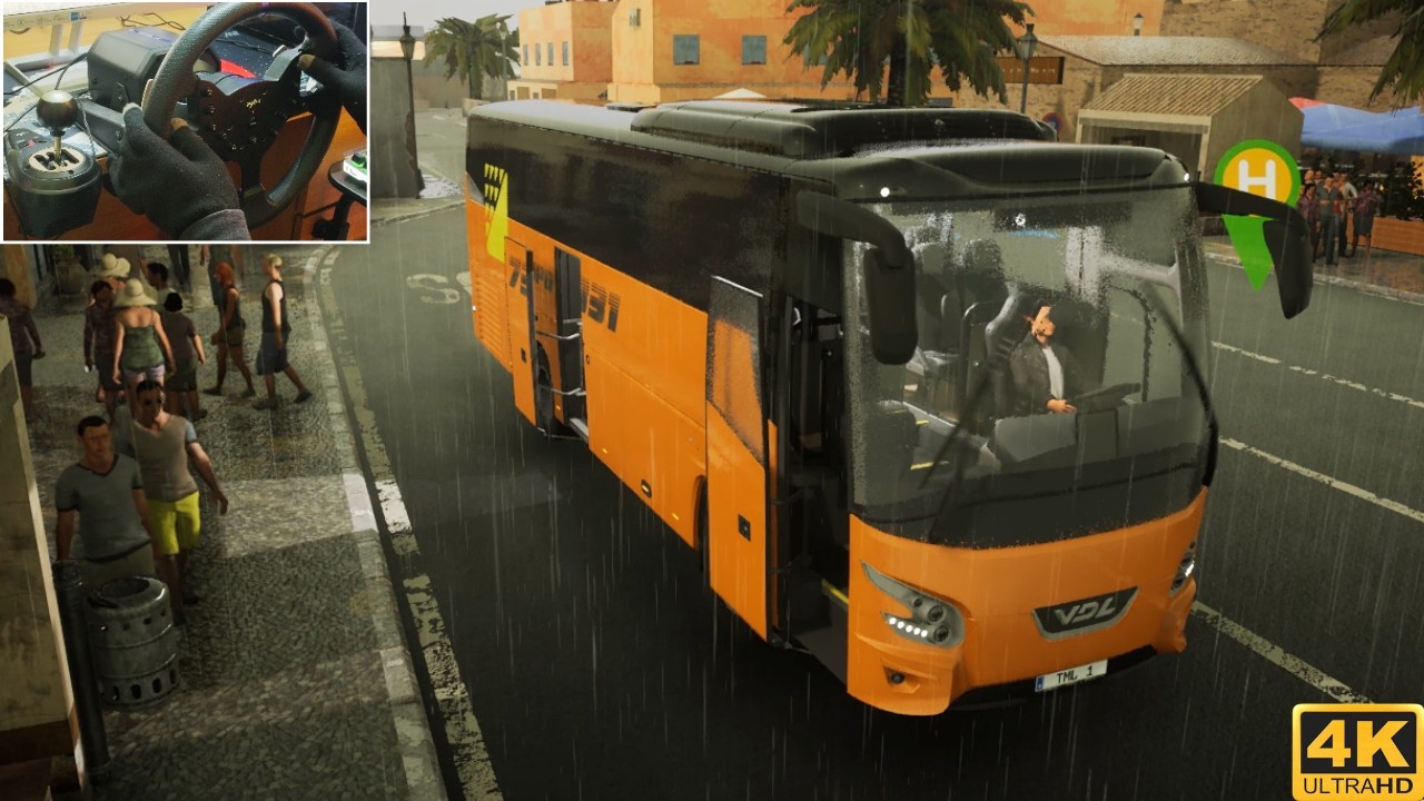 Realistic Bus Driving Through Hairpin Road - Heavy Rain Gameplay -Tourist Bus Simulator 4K 60FPS