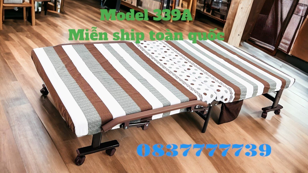 Giường nệm xếp gọn kiểu dáng Hàn Quốc SUMIKA 339A, rộng 90cm