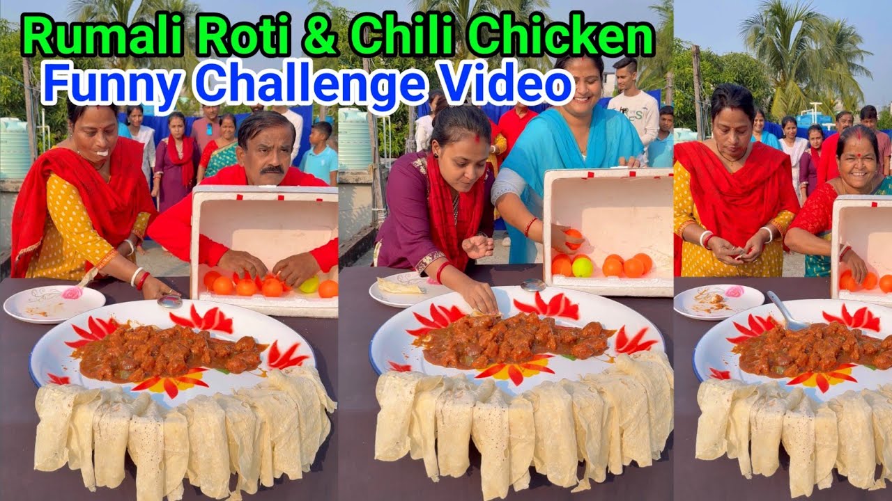 Eat Rumali roti and chili chicken if you can find the green ball  Funny Challenge