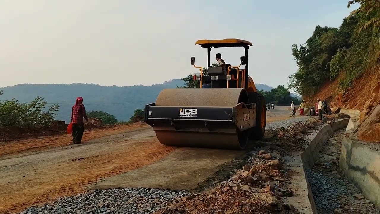 $@ ) excavator machine 🛣️ road roller jeasb rolling working 