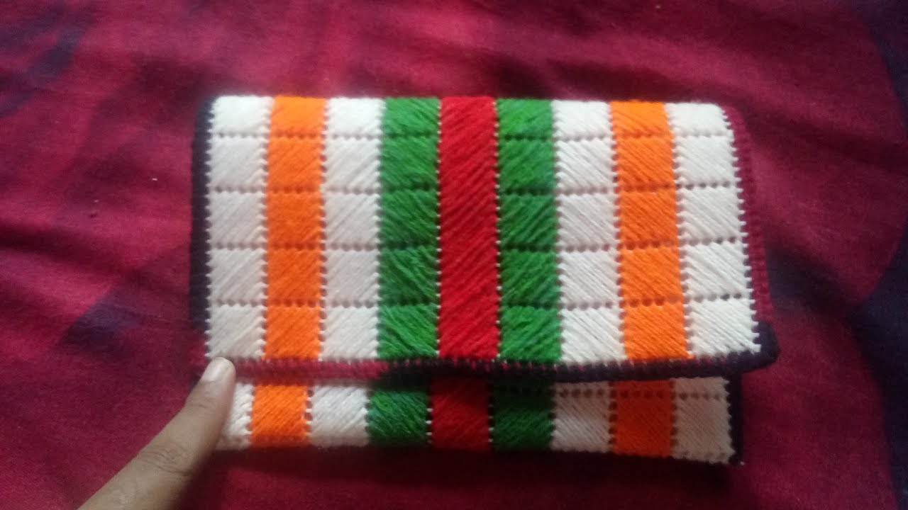 Plastic canvas purse - woolen crafts part - 1