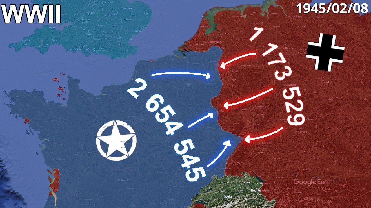 WW2 Western Front every day (1944&ndash;45) Google Earth 4K