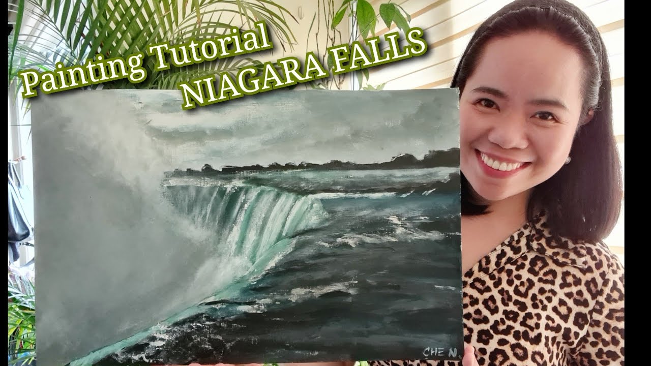 Painting the Niagara Falls Using Acrylics/ Tutorial by Che Navarro