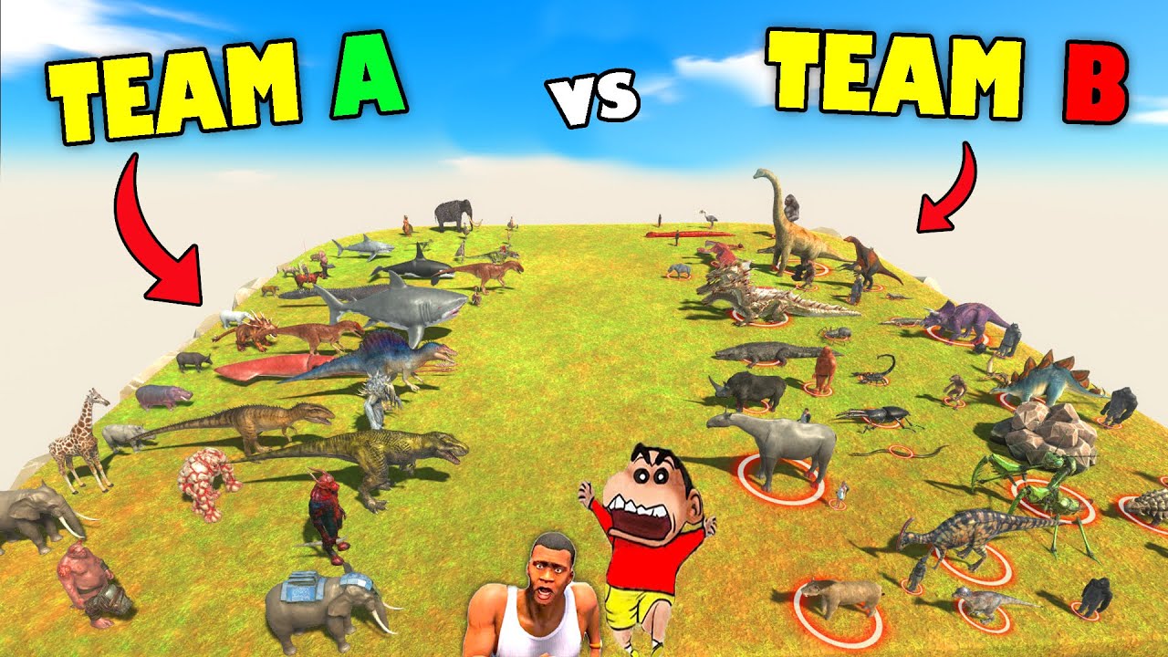 SHINCHAN BIGGEST BATTLE of ALL UNITS in Animal revolt Battle Simulator with CHOP and FRANKLIN HINDDI