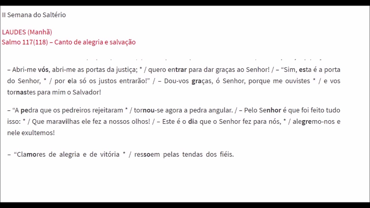 Laudes Shalom - DOM Salmo 117(118)