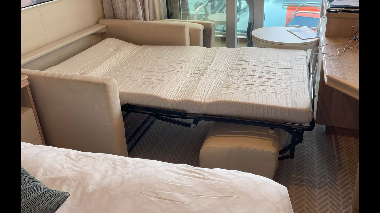 Discovery Princess Deluxe Balcony Third Person Bed/Couch Rolled Out