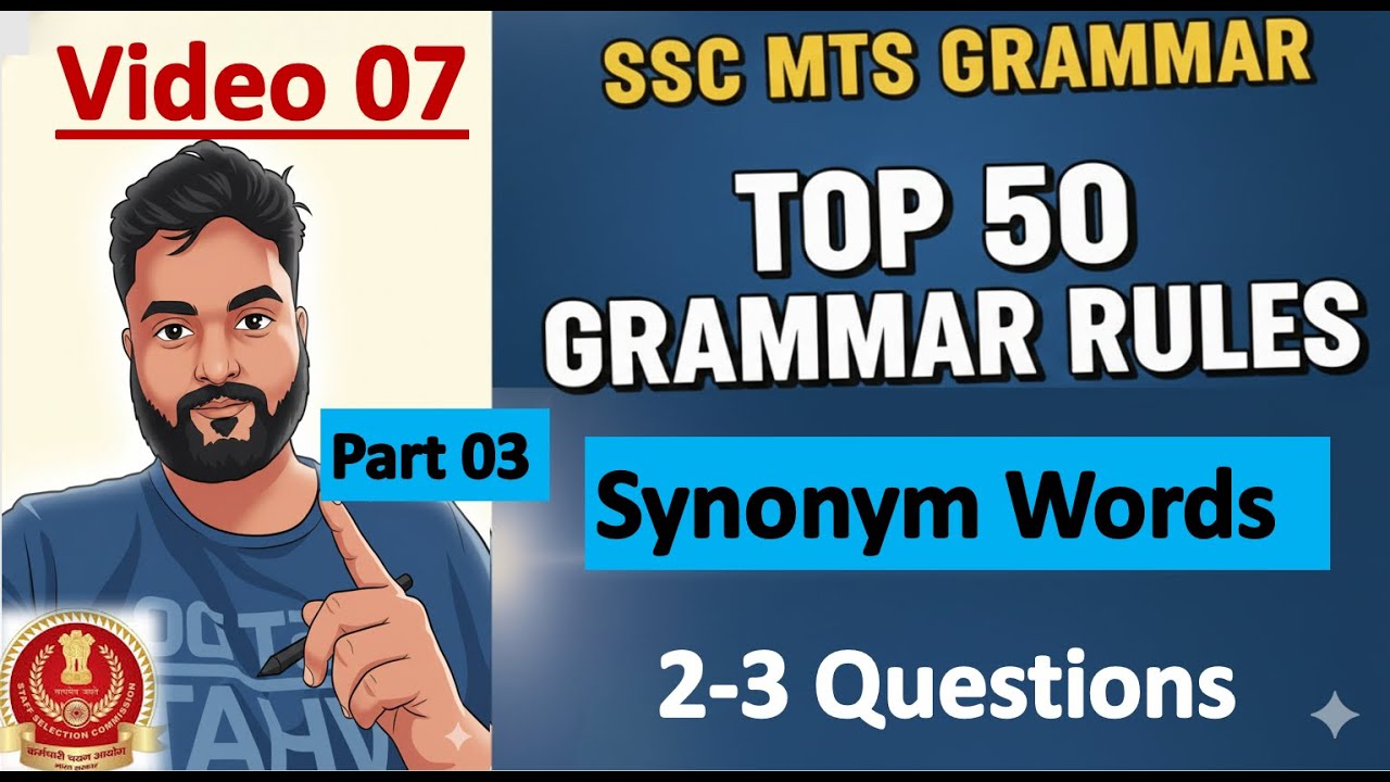 SSC MTS English Grammar | Synonym Words – Video 7 | Kannada Explanation with Easy Tricks