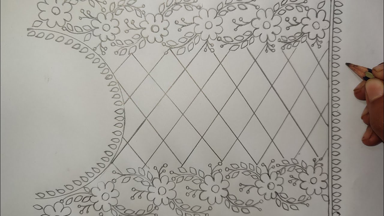 কামিজ,কুর্তি আধুনিক ফুলকারি গলার ডিজাইন,Neck line design drawing for Dress