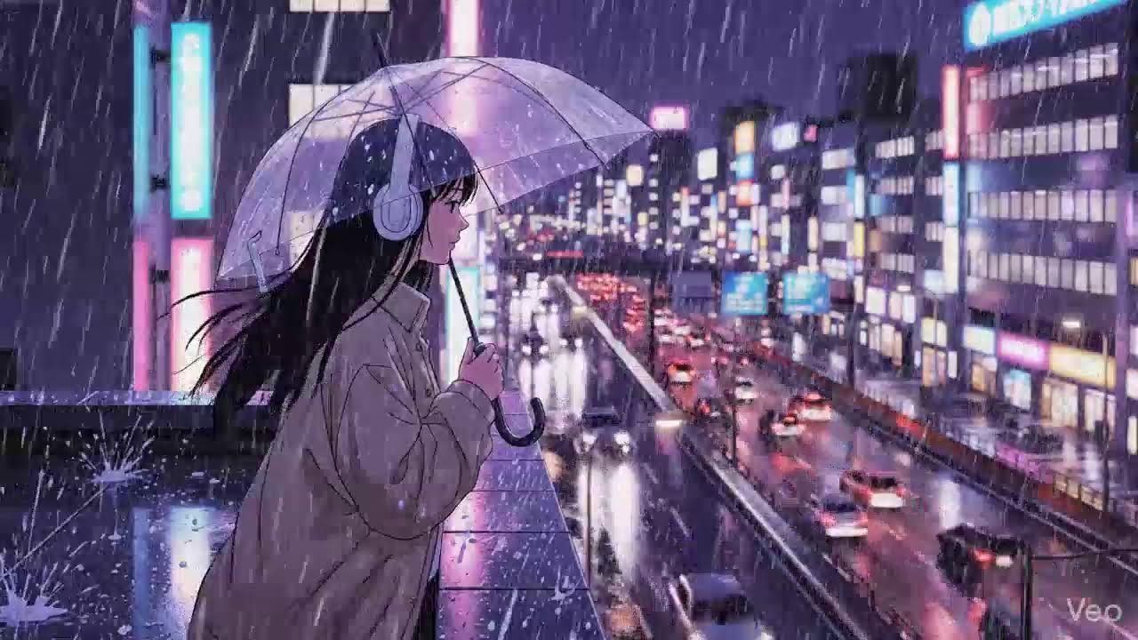 Rainy Night ASMR 🌧️ Neon Japan Lofi Chillhop
