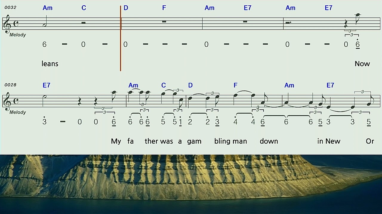 House of the rising sun Am C하모니카 숫자악보
