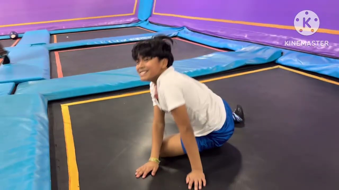 Aadi is playing in Trampoline 