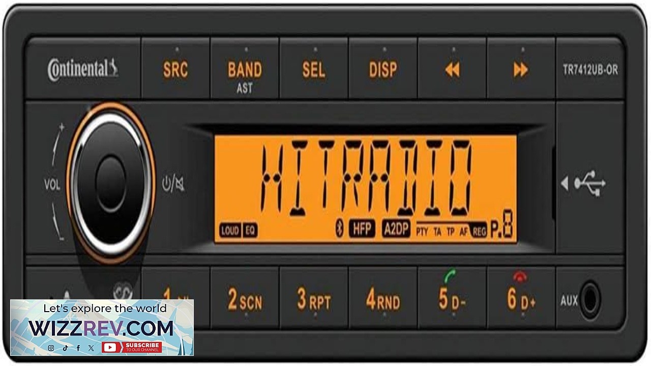 VDO Continental TR7412UB OR European Style 12v Radio Orange Display Bluetooth Bundle