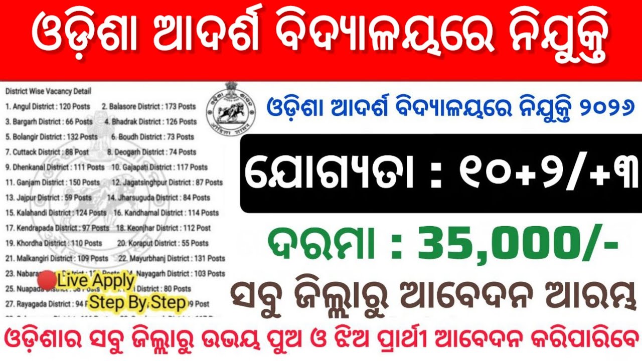 OAVS New Recruitment 2026 ! Notification Out For Non Teaching Post | Odisha Govt Jobs 2026  
