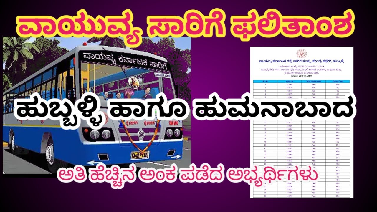 NWKRTC TRACK TEST RESULT ವಾಯುವ್ಯ ಸಾರಿಗೆ ಟ್ರ್ಯಾಕ್ ಫಲಿತಾಂಶ HUBLI HUMNABAD