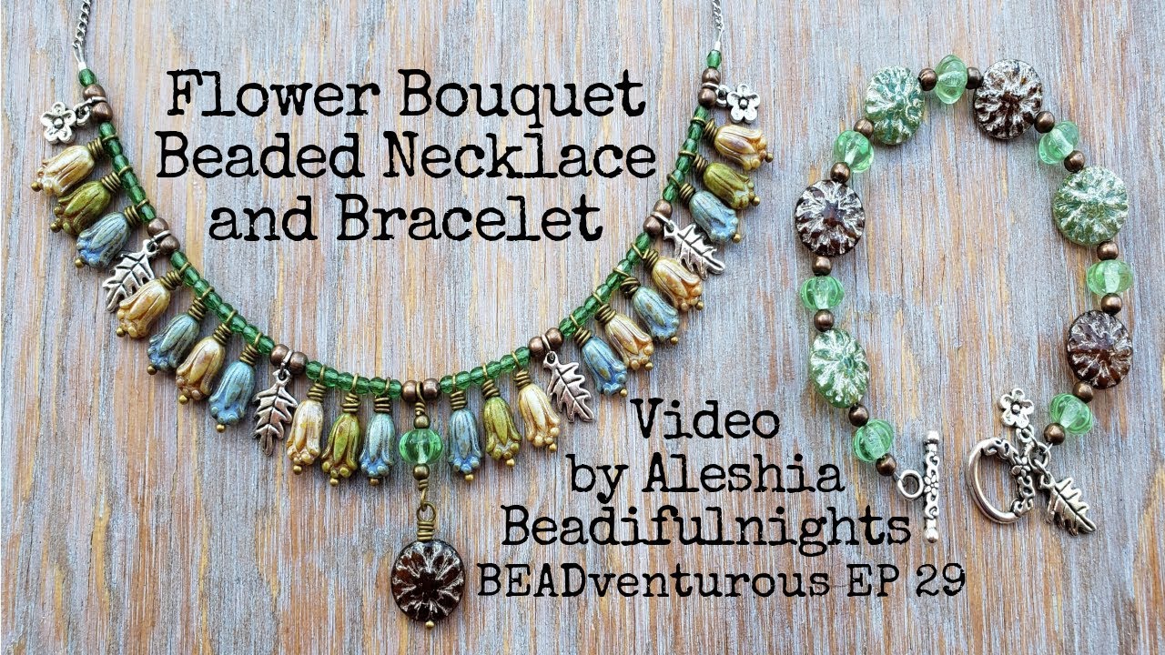 Flower Bouquet Beaded Necklace and Bracelet