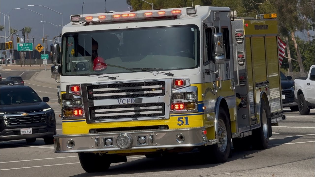 *AIRHORN* Ventura County Fire Department Medic Engine 51 Responding Code 3 
