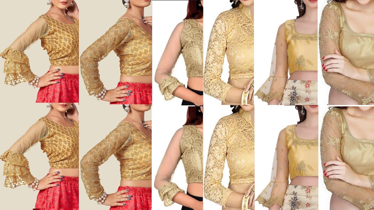 New Golden Blouse Design Full Sleeve 2024 | 🧡Golden Blouse Sleeves Design \Golden Blouse Full Sleeve