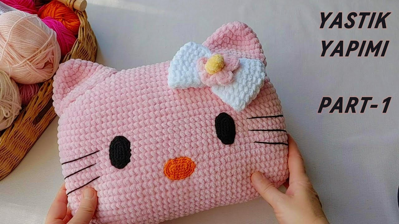 HELLO KİTTY Yastık Yapımı PART 1(English subtitle) (crochet amigurumi tutorial)