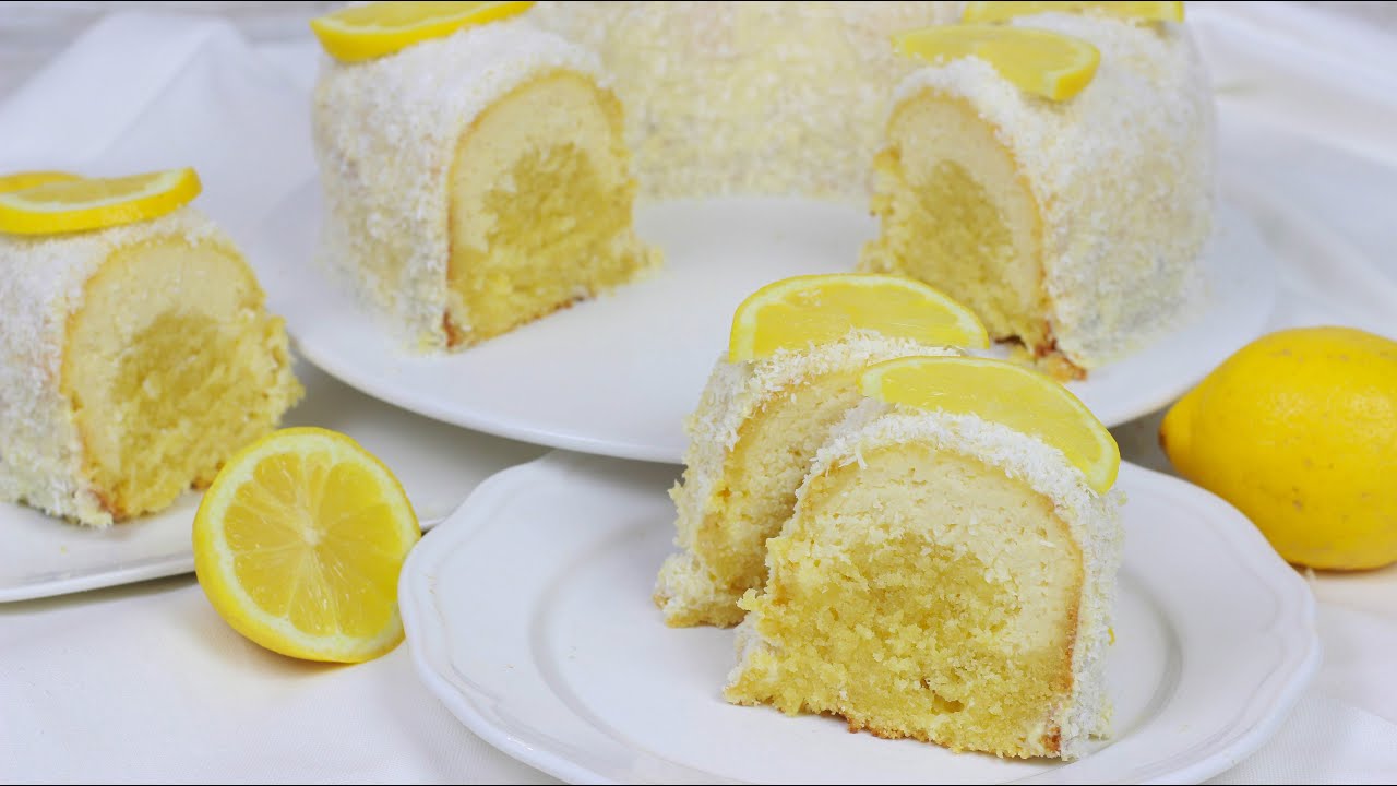 Zitronen Kokos Kuchen mit Cheesecake Füllung I Ein Traum
