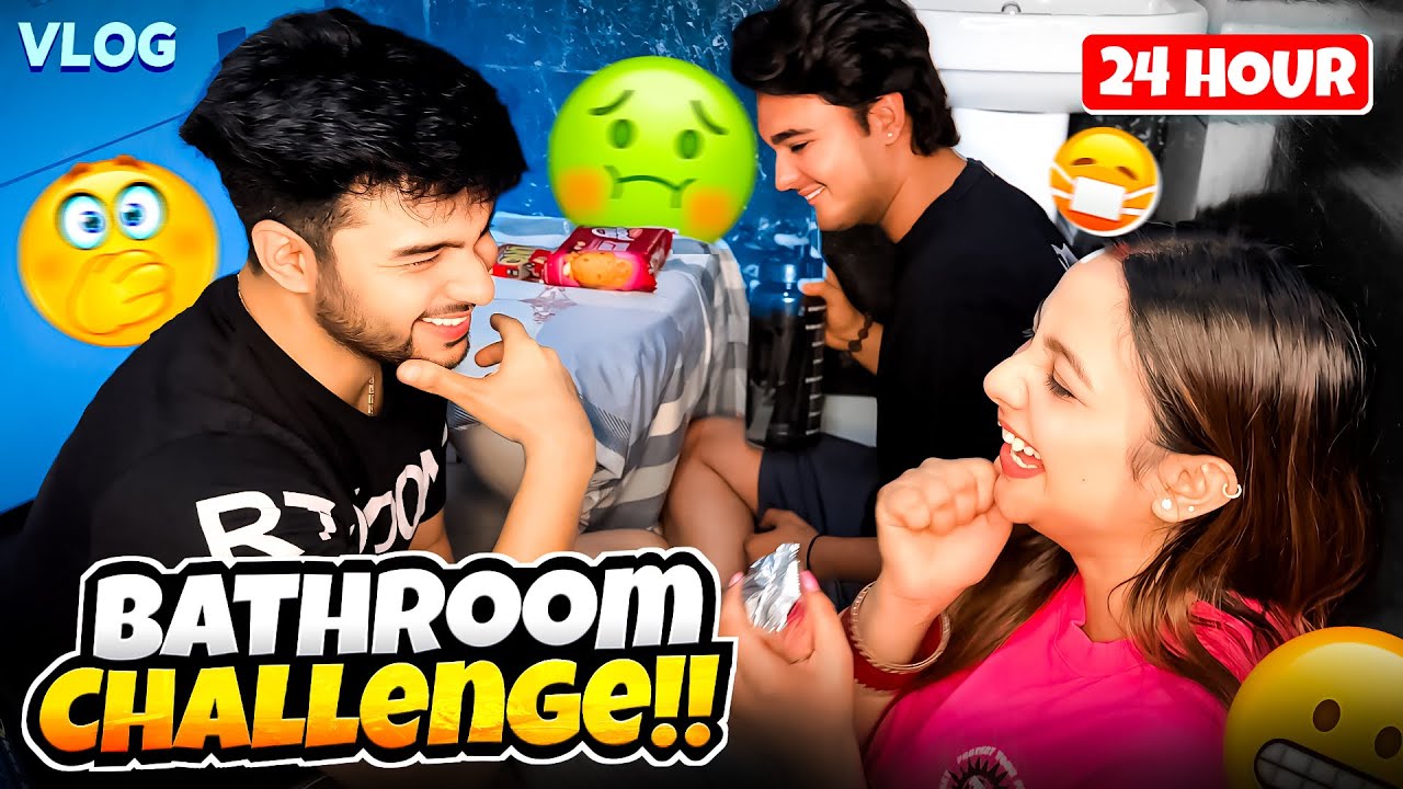 WHO STAYS LONGER IN BATHROOM CHALLENGE | EATING IN BATHROOM | TUSHARSHRUTIVLOGS
