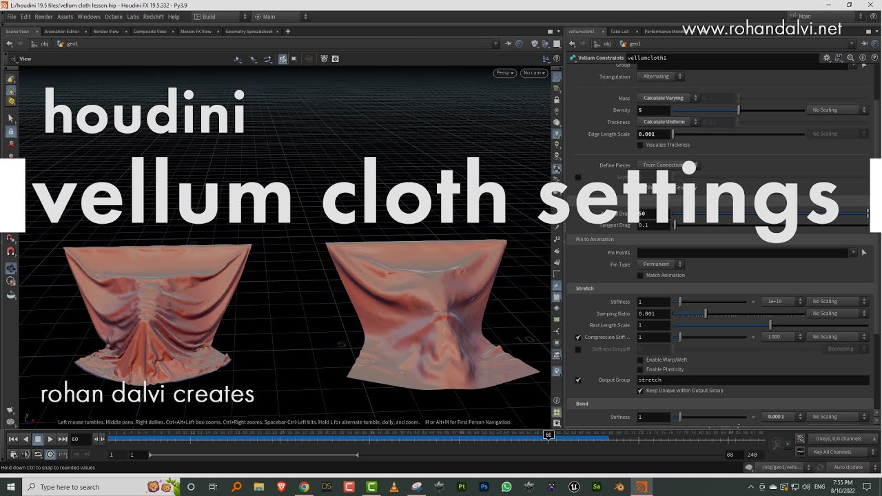 Houdini  - Vellum cloth settings