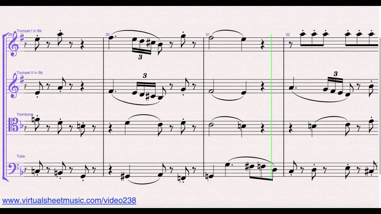 Mozart's Eine Kleine Nachtmusik March Brass Sheet Music Video Score