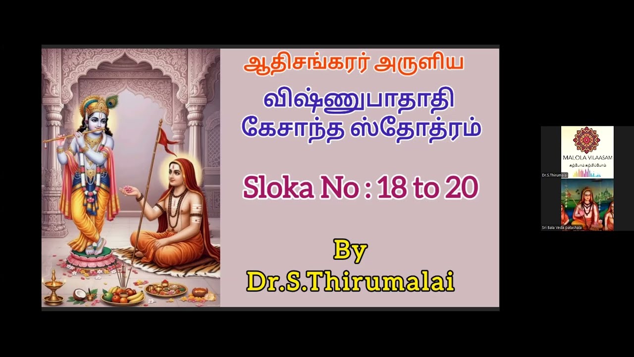 SRI VIṢHṆU PĀDĀDI KEŚĀNTA STOTRAṂ CLASS SHLOKA 18 ,19 & 20  by Dr  S Thirumalai