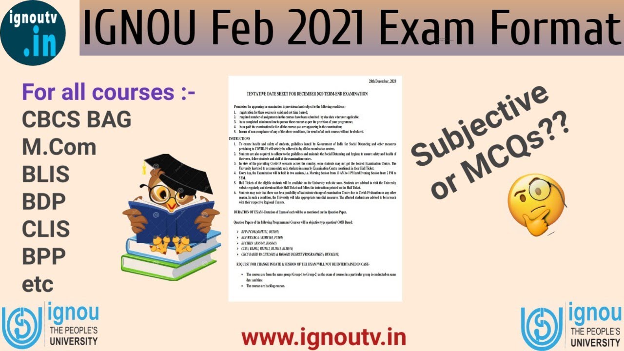 IGNOU Exam Pattern/Format Feb 2021 || IGNOU TEE || IGNOU CBCS || CBCS BAG || IGNOU TV ||
