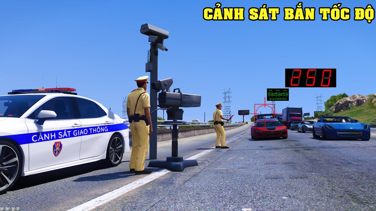 GTA 5 Cảnh S&aacute;t Giao Th&ocirc;ng Việt Nam Bắn Tốc Độ Tr&ecirc;n Đường Cao Tốc Ph&aacute;t Hiện Nhiều Phương Tiện Vi Phạm