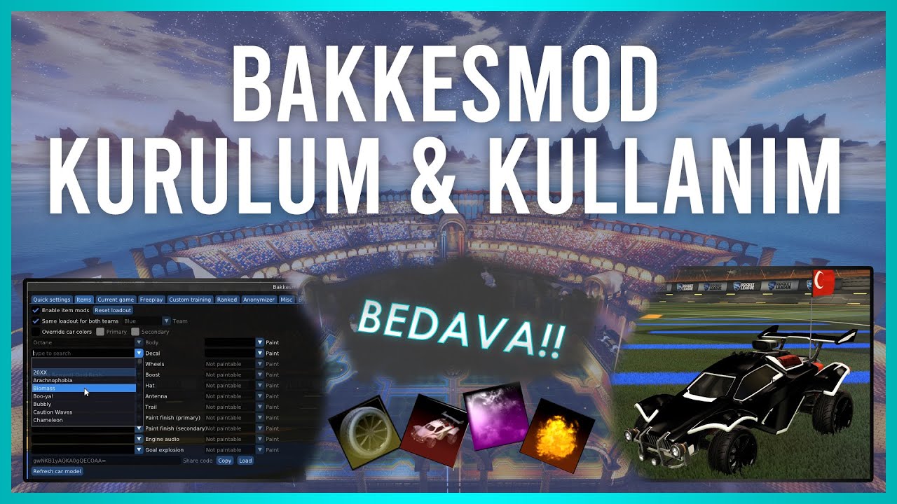 BakkesMod Kurulum & Kullanım | Bedava Item Kullanma! | Rocket League Türkçe Rehber