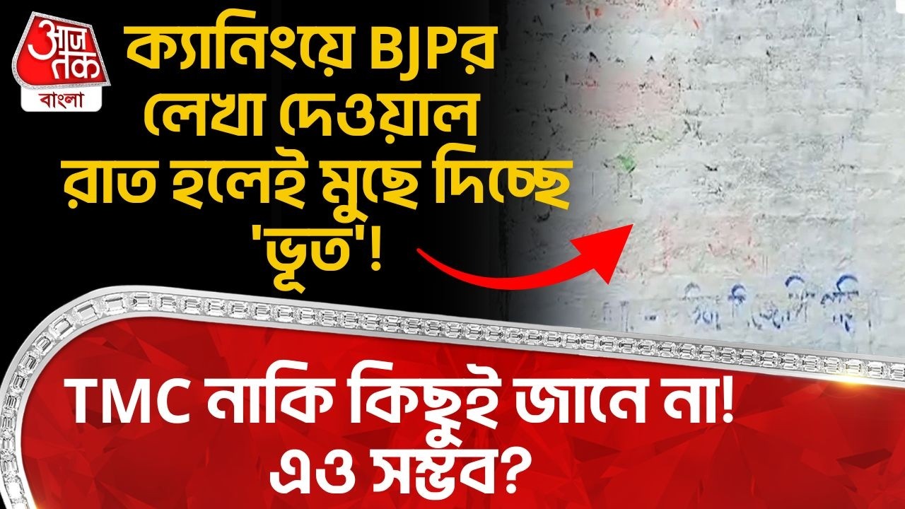 ক্যানিংয়ে BJPর লেখা দেওয়াল রাত হলেই মুছে দিচ্ছে 'ভূত'! TMC নাকি কিছুই জানে না! এও সম্ভব? Canning