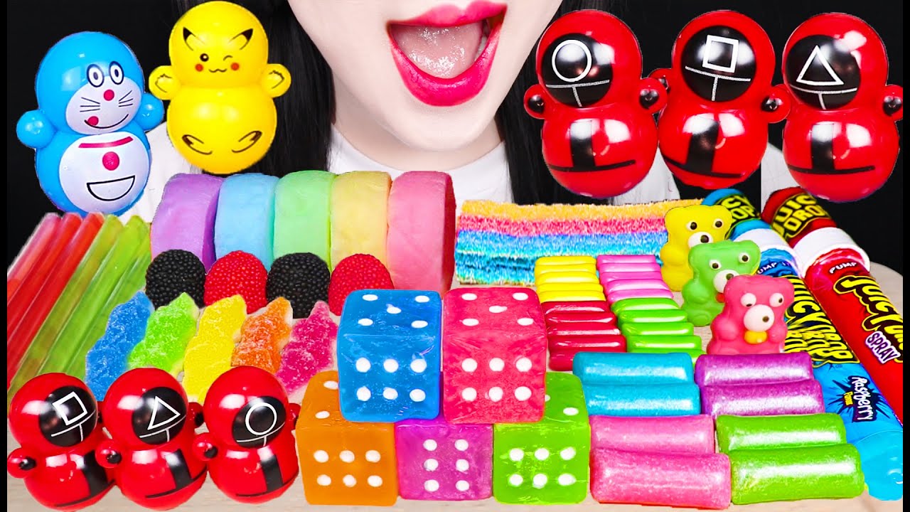 ASMR DICE CANDY, ROLY-POLY-TOY, COTTON CANDY, SPRAY JUICY DROP 롤리폴리토이, 주사위 사탕, 스프레이 쥬시드롭 먹방 MUKBANG