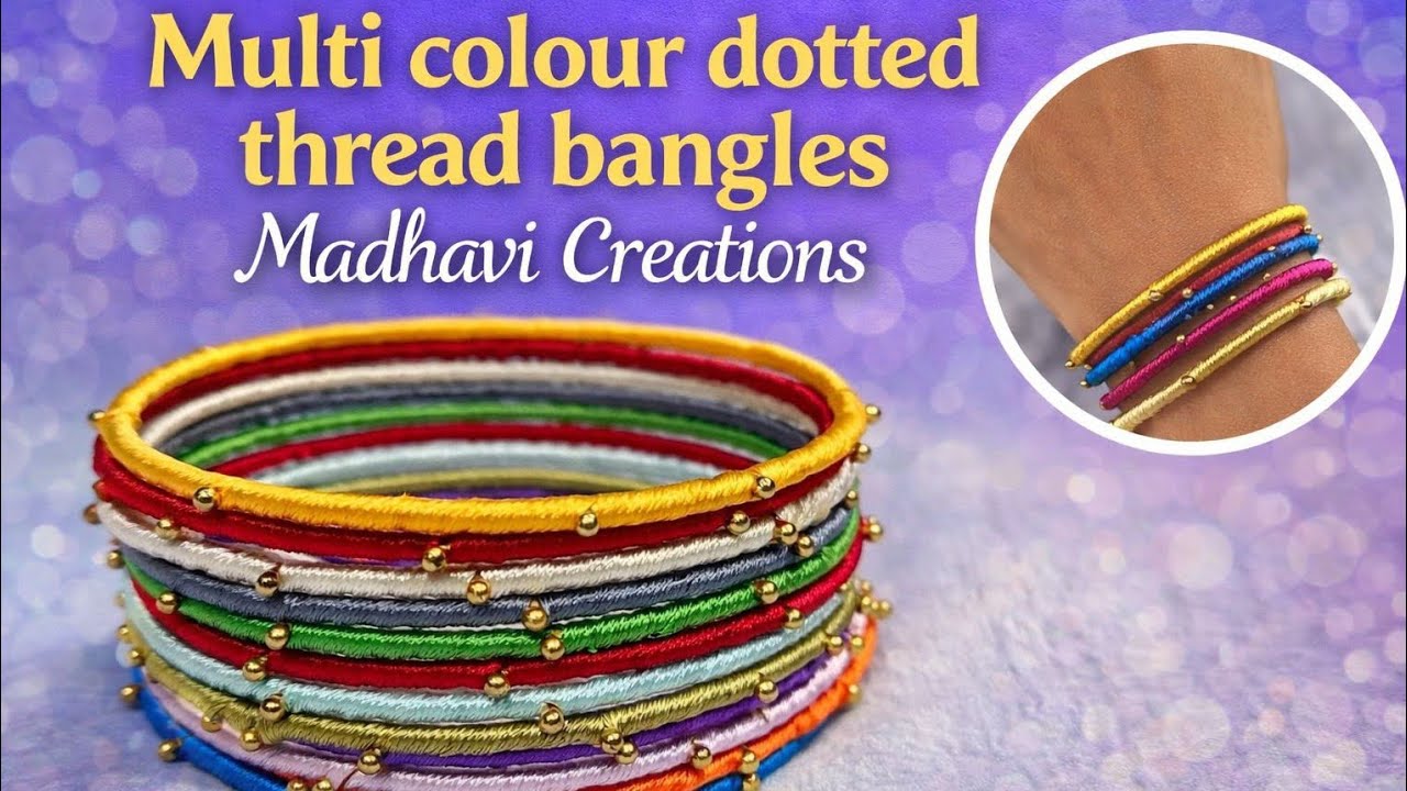 Multi colored dotted silk thread bangles making #silk thread bangles