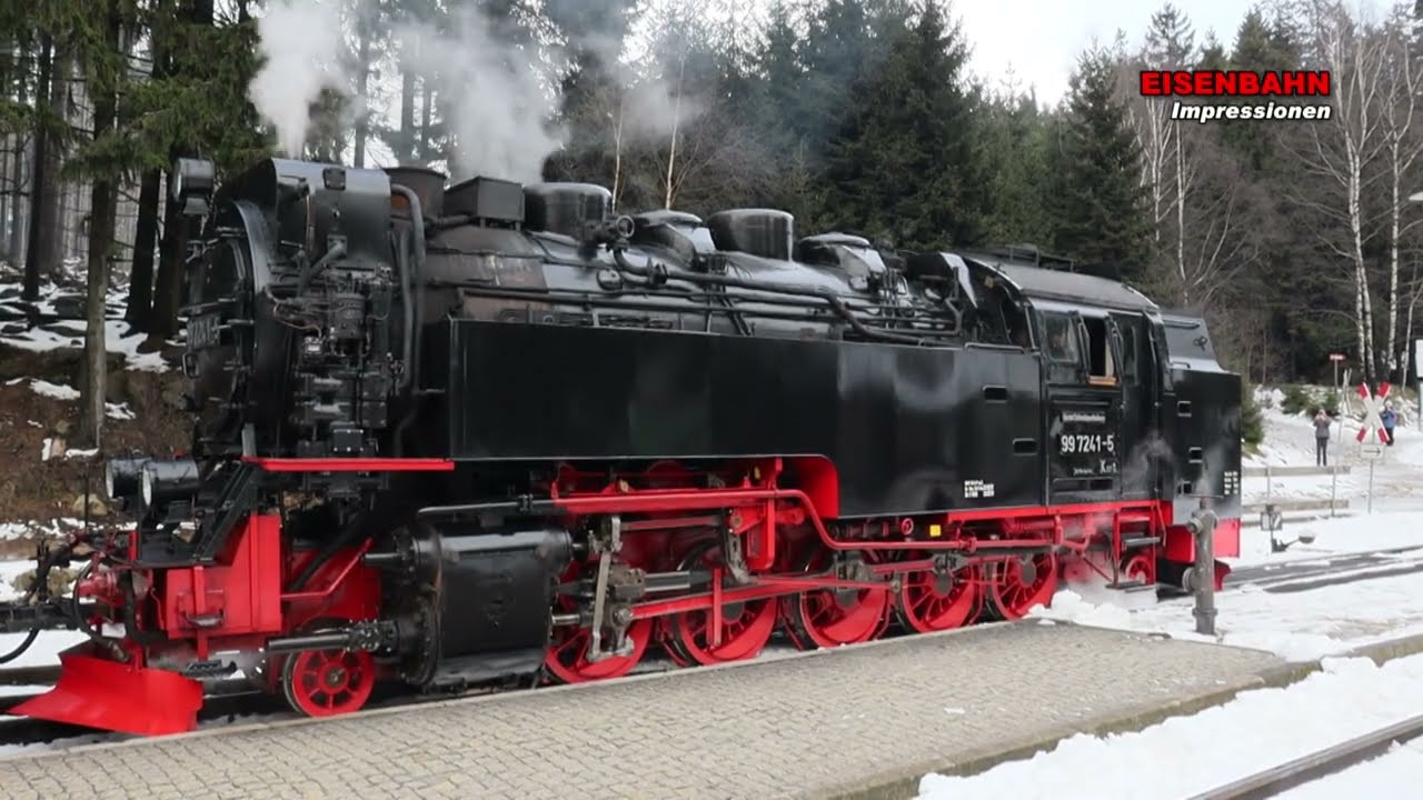 Brockenbahn der HSB -  Zugkreuzung in Schierke  29.2.2020
