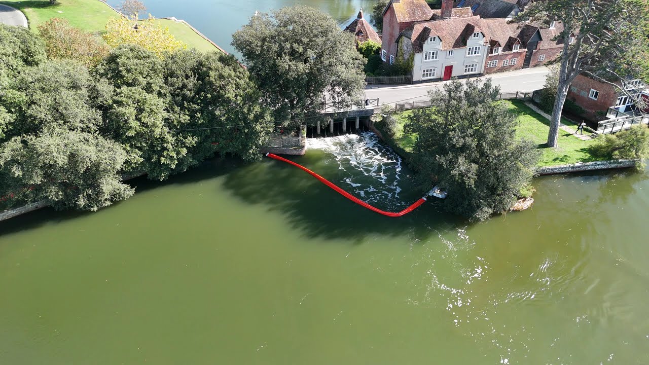 Pulling Mill Lake Oil spill boom out