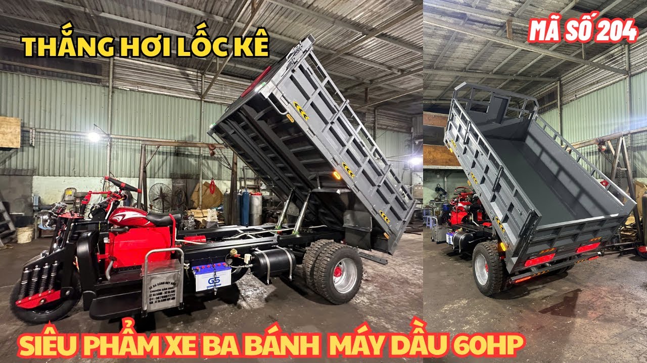 Siêu Phẩm Xe Ba Bánh Máy Dầu 60HP - Thắng Hơi LốcKe - Sức Mạnh Bền Bỉ