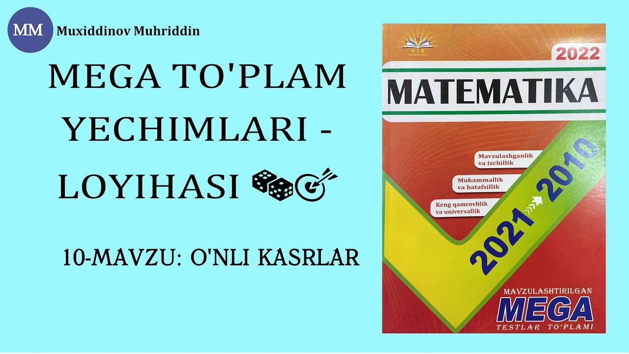 10-dars tahlil| | MEGA TO'PLAM YECHIMLARI - LOYIHASI 🎲🎯