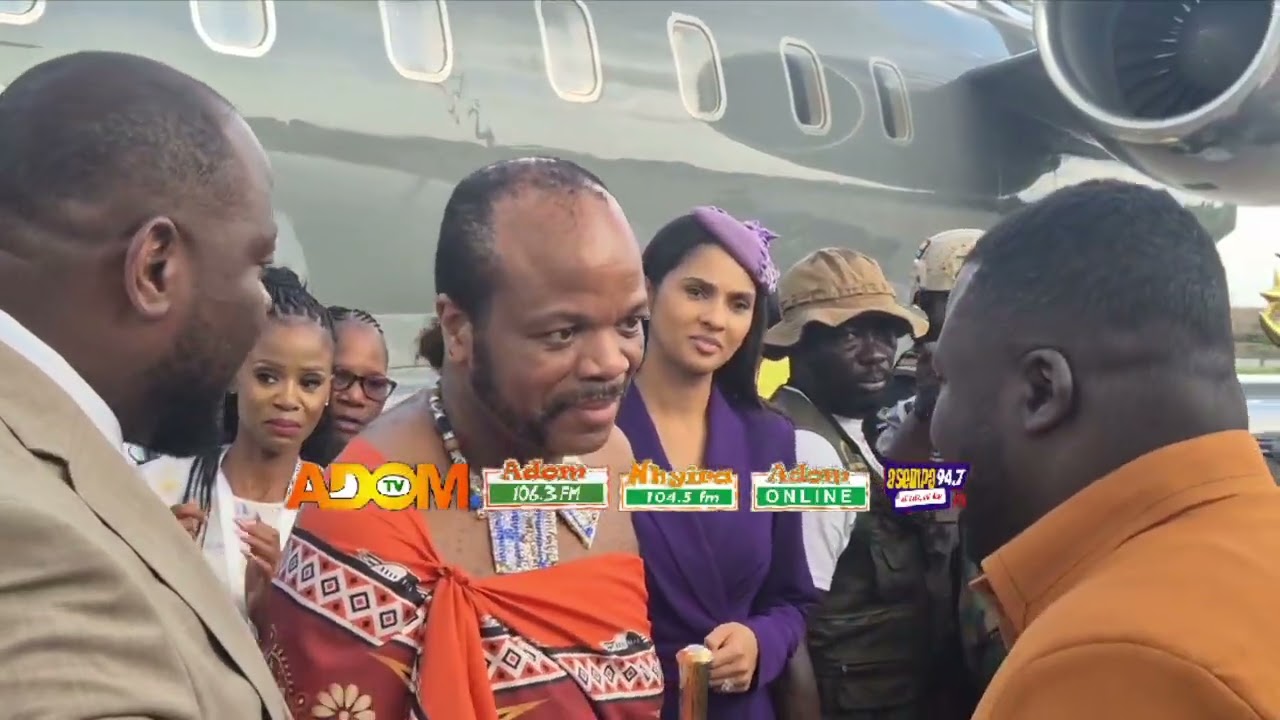 His Royal Majesty King Mswati III of Eswatini arrives safely in Kumasi.