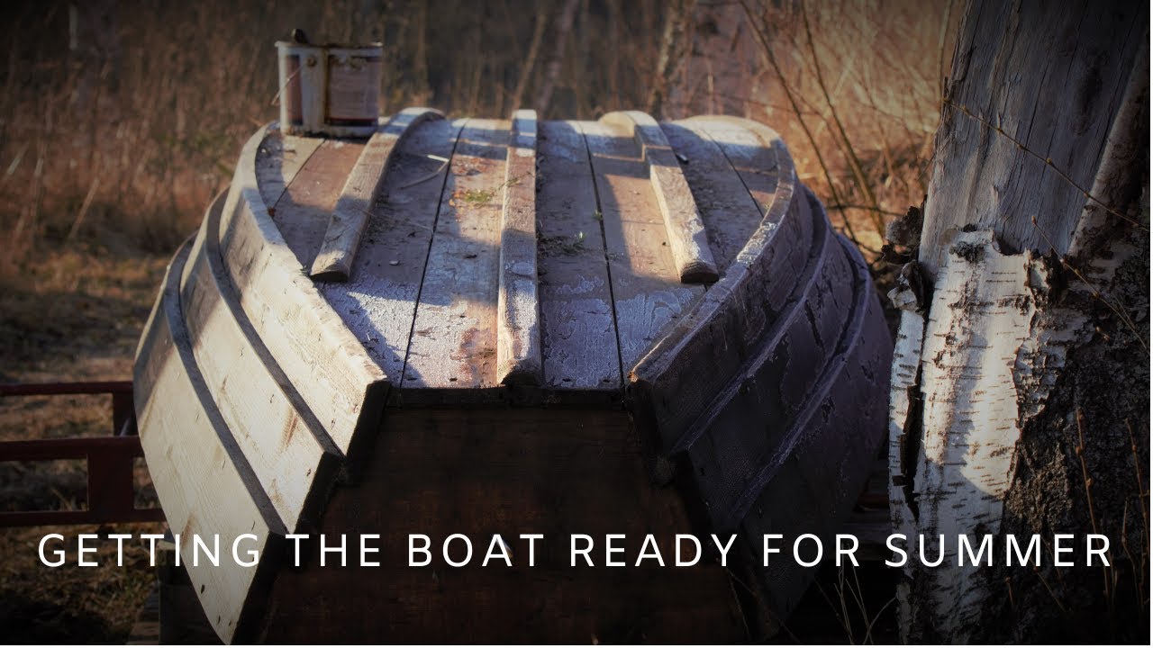 Coating my wooden boat with pine tar. Things  I do in springtime, Slow and simple life by the lake.