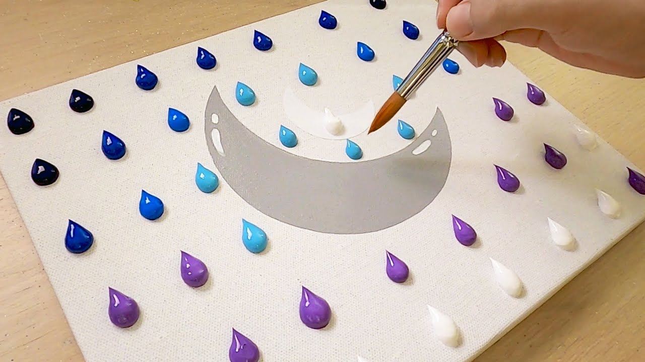 Рисунок звездный лес ночь / Акриловая картина