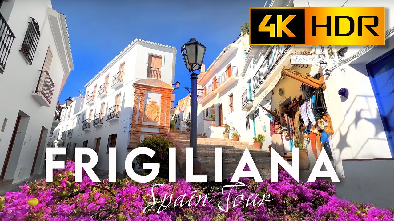 4K HDR WALK in FRIGILIANA SPAIN | Walking Tour on the NARROW STREETS with Beautiful White Buildings