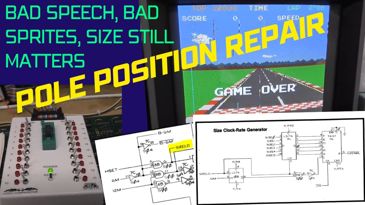 Pole Position PCB Repair Rev.E - Missing Sprites and Speech