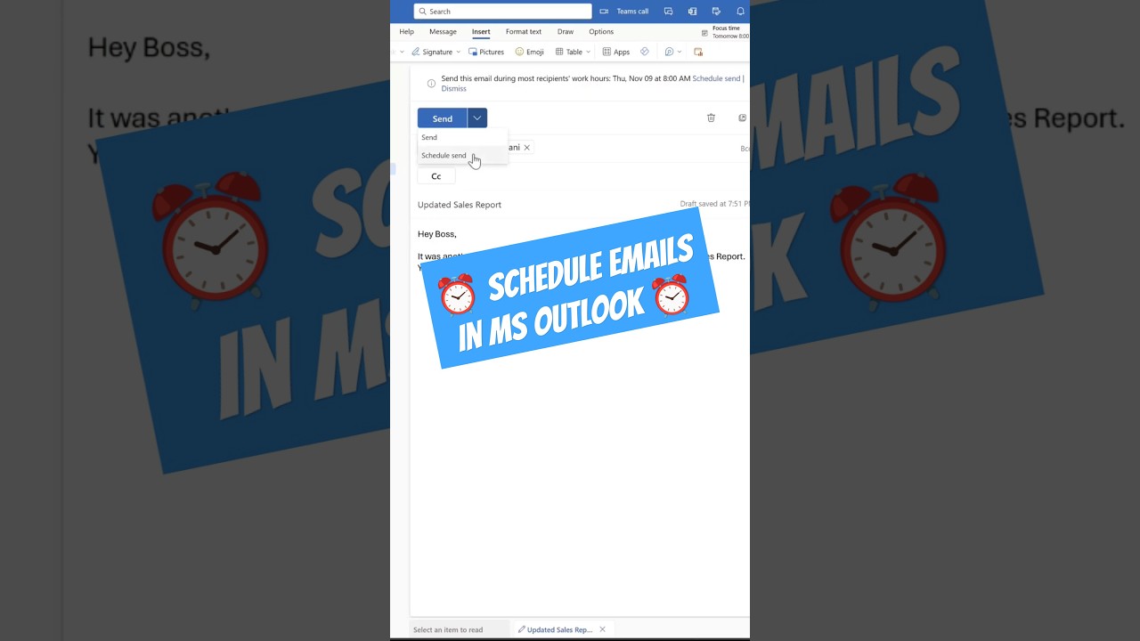 Как запланировать отправку электронной почты в Microsoft Outlook #microsoftoutlook