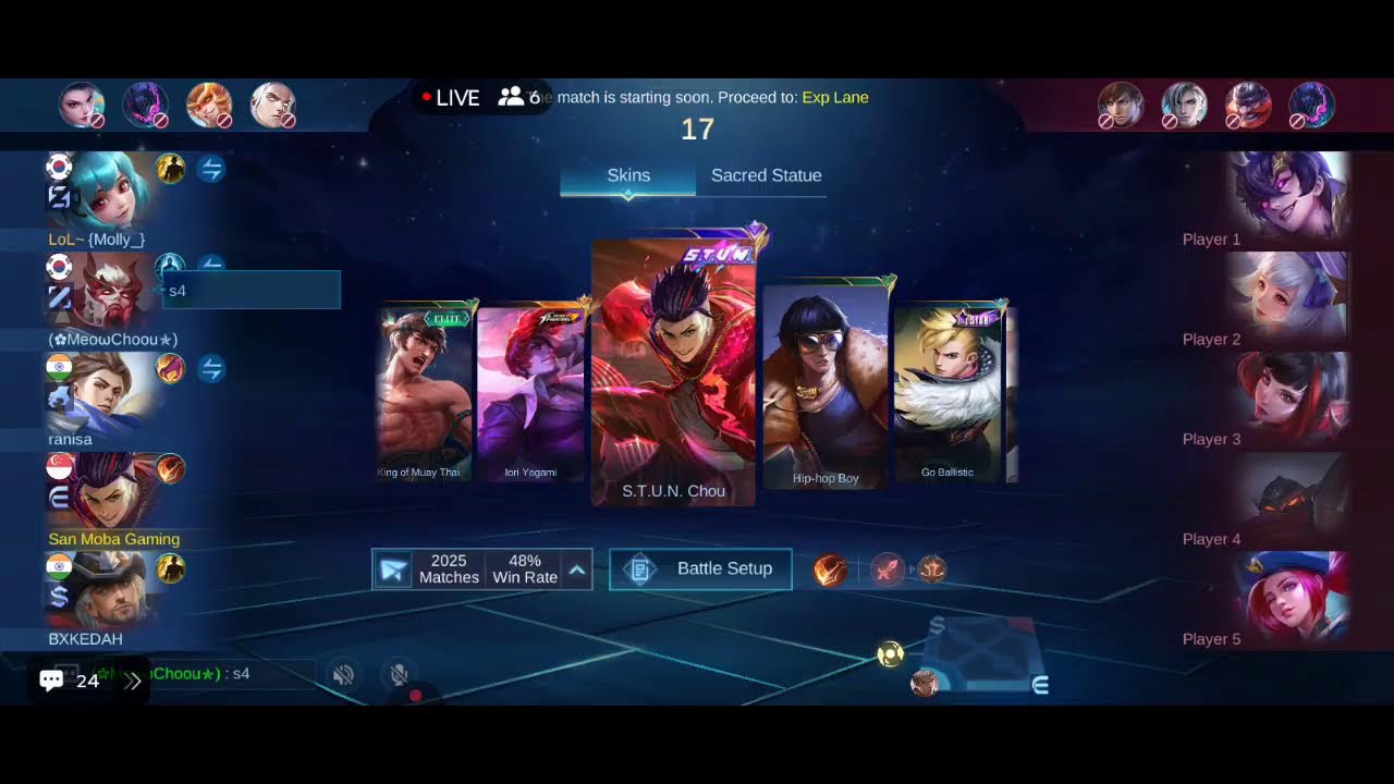 🔴CHOU 2500 MATCHES PUSH LIVE‼️🤓 - Mobile Legends : Bang Bang | San Moba Gaming