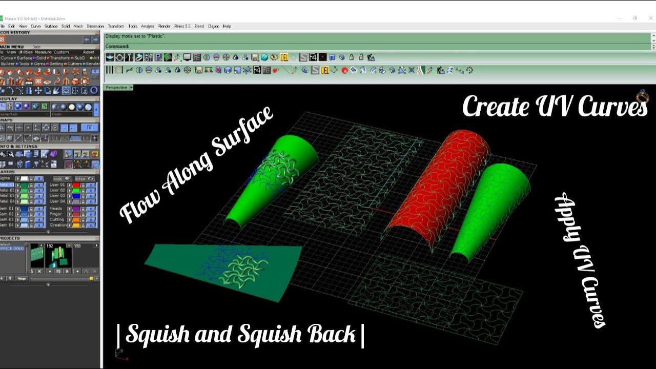 Flow Along Surface |Squish and Squish Back |Create UV Curves and  Apply UV Curves|Jewelry designing