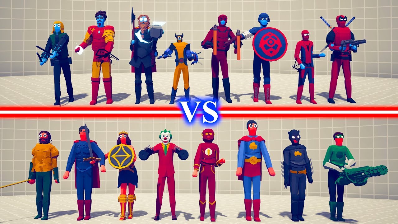MARVEL TEAM vs DC COMICS TEAM - Totally Accurate Battle Simulator TABS
