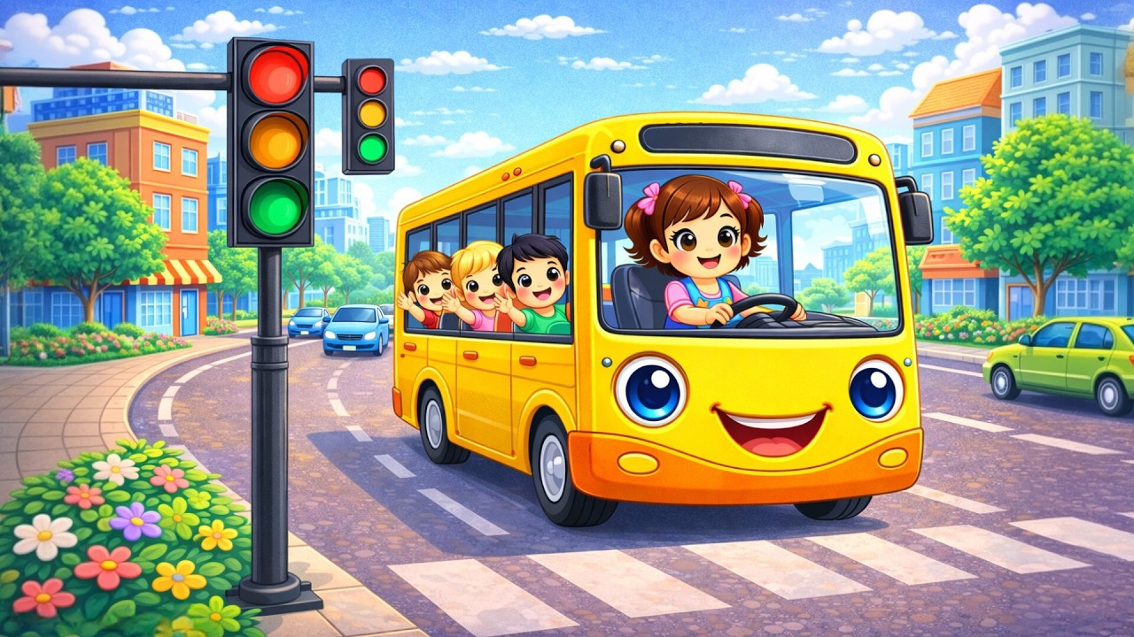 Traffic Lights Song for Kids 🚦 Red Yellow Green | Starbaby Bus Song